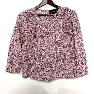 J.Crew Mercantile Size 6 Floral Ruffle Trim Long Sleeve Blouse Boho Cottagecore